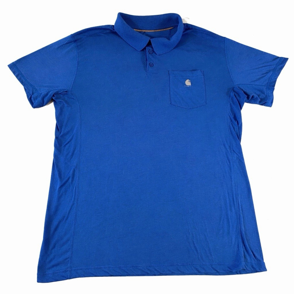 Carhartt Force Polo Shirt 2XL Relaxed Fit Blue Pocket Workwear